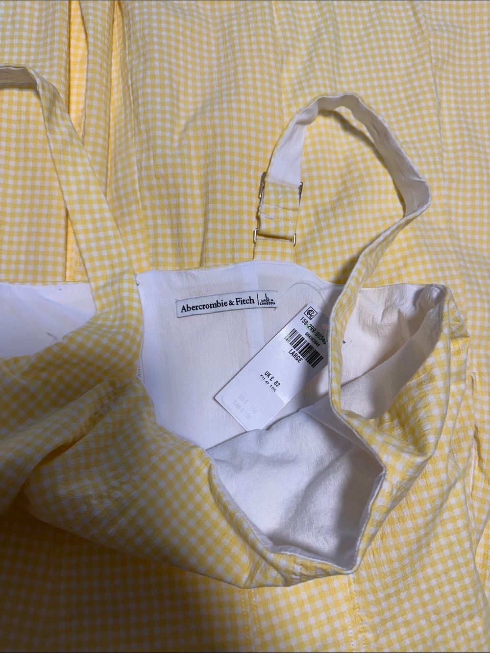 Abercrombie & Fitch Pale Yellow Gingham Square-Neck Midi Dress - Picture 5 of 5